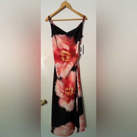 NWT DKNY by Donna Karan Floral Print Cowl Neck Sleeveless Fit and Flare Dress - Picture 6 of 9